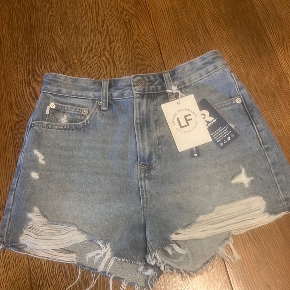 LF Lovers And Friends Jack High Rise Cut Off Zip Closure Distressed Ripped Sz 24